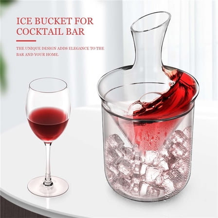 Tumbler Wine Decanter with Ice Bucket, Lead-Free, Hand Blown Crystal Wine Carafe, Rotating Rapid Sway,1 x Decanter 1 x Ice Bucket,Transparent