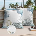 thumbnail image 3 of Coastal Outdoor Pillow Covers 20x20 Set of 2,Waterproof Patio Throw Pillowcase Protectors,Ocean Coral Shell Turquoise Blue Conch Square Decorative Pillow Shams Cushion Covers for Seat Bed Couch Sofa, 3 of 8