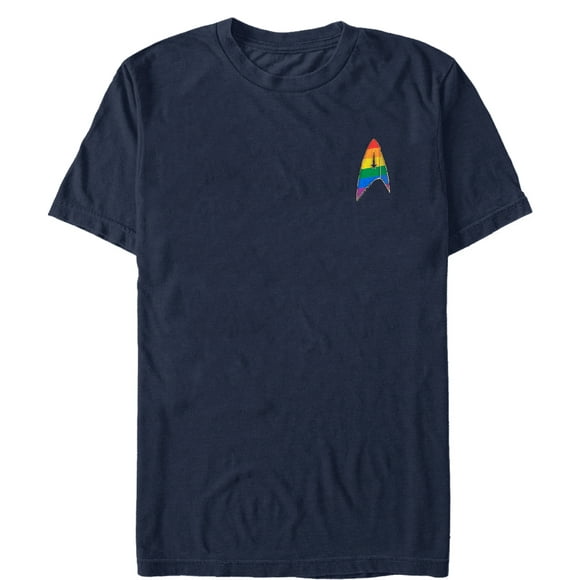 Men's Star Trek: Discovery Rainbow Starfleet Pocket Badge  T-Shirt - Navy Blue - Medium