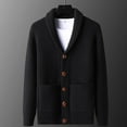 thumbnail image 2 of ZVNAΖH Men's Shawl Collar Cardigan Sweater Slim Fit Cable Knit Button up Sweater with Pockets, 2 of 9