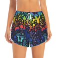 thumbnail image 2 of Xecao's Magical Mushrooms and Flowers for a double-layer running short for women, perfect for gym, tennis, and more, featuring a convenient pocket., 2 of 9