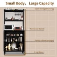 thumbnail image 3 of 58” Pantry Cabinets with Microwave Shelves, Small Kitchen Pantry Storage Cabinet with Adjustable Shelves for Kitchen, Dining Room, Living Room Use (Black), 3 of 7