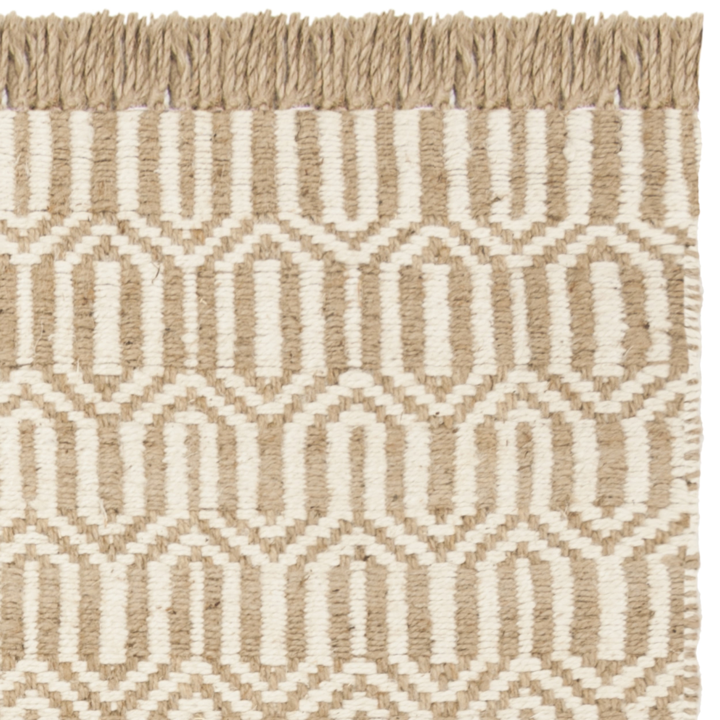SAFAVIEH Natural Fiber Jakov Geometric Jute Area Rug, Natural/Ivory, 6' x 9'