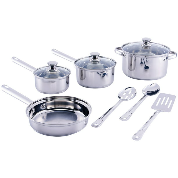 Mainstays Stainless  Steel  10 Piece Cookware Set  with 