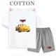 thumbnail image 3 of Conjunto de camiseta y pantalones cortos de verano para niños, camiseta de algodón de manga corta con dibujos de coches y pantalones, conjunto de 2 piezas, ropa para niñas y niños, conjunto para bebés, 3 of 5