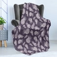 thumbnail image 4 of Jellyfish Soft Flannel Fleece Throw Blanket, Image of Ammonites Jelly Fishes and Sea Shells in Repeated Pattern, Cozy Plush for Indoor and Outdoor Use, 50" x 60", Eggplant and Grey Pink, by Ambesonne, 4 of 5