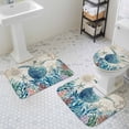 thumbnail image 3 of Summer Marine Life Bathroom Rugs Set Ocean Sea Turtle Starfish Coral Retro Anchor Non Slip Absorbent Soft Bath Mats 3 Piece Set with Bathroom Rug, U-Shaped Floor Mat, Toilet Seat Cover Large Size, 3 of 9