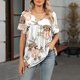 thumbnail image 1 of Tops de verano para mujer Cuello de pico Camisas de manga corta Camisas sueltas Vintage estampado floral Túnica Blusas ligeras, 1 of 5