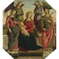 thumbnail image 3 of School of Perugino 12x13 Black Modern Framed Museum Art Print Titled - Madonna and Child with Two Angels, Saint Rose and Saint Catherine of Alexandria (Early 16th Century), 3 of 5