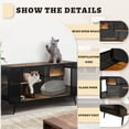 thumbnail image 3 of Spacious Cat House Furniture, Cat Kennel Cabinet with 2 Sliding Tempered Glass Doors and Multi-Level Shelves, for Living Room and Study, Black and Brown, 3 of 9