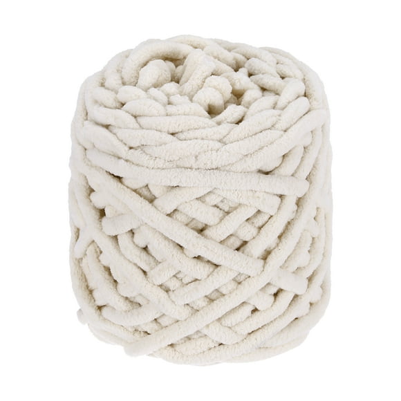 Hilo Chenille Chunky Uxcell, Hilo Esponjoso Grueso para Crochet, Suave Hilo de Manta de Terciopelo para Tejer Suéteres y Crochetar Beige