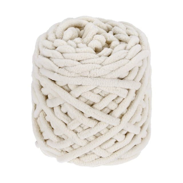 Hilo Chenille Chunky Uxcell, Hilo Esponjoso Grueso para Crochet, Suave Hilo de Manta de Terciopelo para Tejer Suéteres y Crochetar Beige