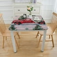 thumbnail image 3 of HAOXIT Hauling Christmas Trees Through a Snowy Forest Vinyl Flannel Back Tablecloth 48''x48'', 3 of 7