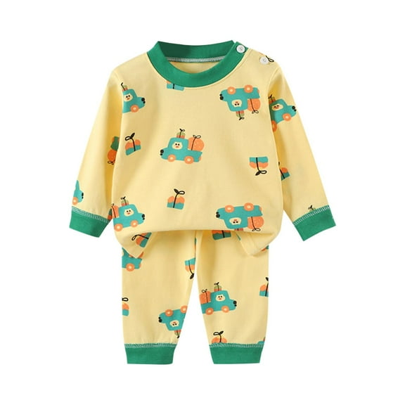 Favoffer 2PC Boys Jogger Set Baby Toddler Winter Cute Printed Cotton Underwear, Stripe Long Sleeve Top, Pants Base Layer for Daily Home Travel Sleep 0-8Y