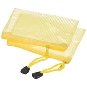 Uxcell A6 File Document Pockets Bill Pouch Mesh Zipper Bags, Yellow 3 Pack
