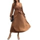 thumbnail image 3 of Sunloudy Vestido casual para mujer, cuello en V, manga larga, color sólido, cintura alta, plisado, vestidos largos con cinturón Sunloudy S M L XL, 3 of 8