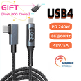 thumbnail image 2 of Cable de pantalla de codo USB4 de 40Gbps, tipo C a C, PD3.1, Cable de carga rápida de 240W, 8K @ 60Hz, para Nintendo, PS5, Switch, MacBook Pro, iPad, 2 of 5