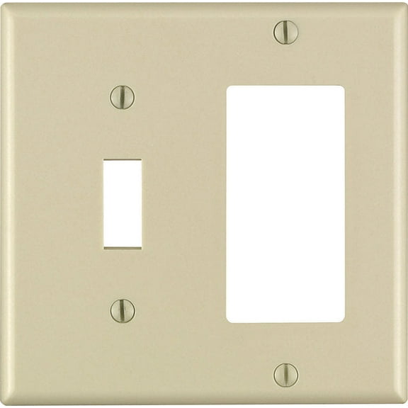 2Pc Leviton Decora Ivory 2 gang Thermoset Plastic GFCI/Rocker/Toggle Wall Plate 1 pk