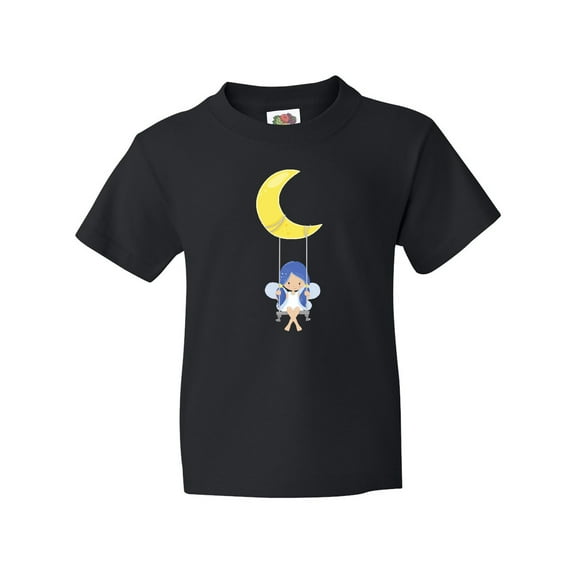 Inktastic Cute Fairy, Fairy On The Moon, Fairy On A Swing Youth T-Shirt