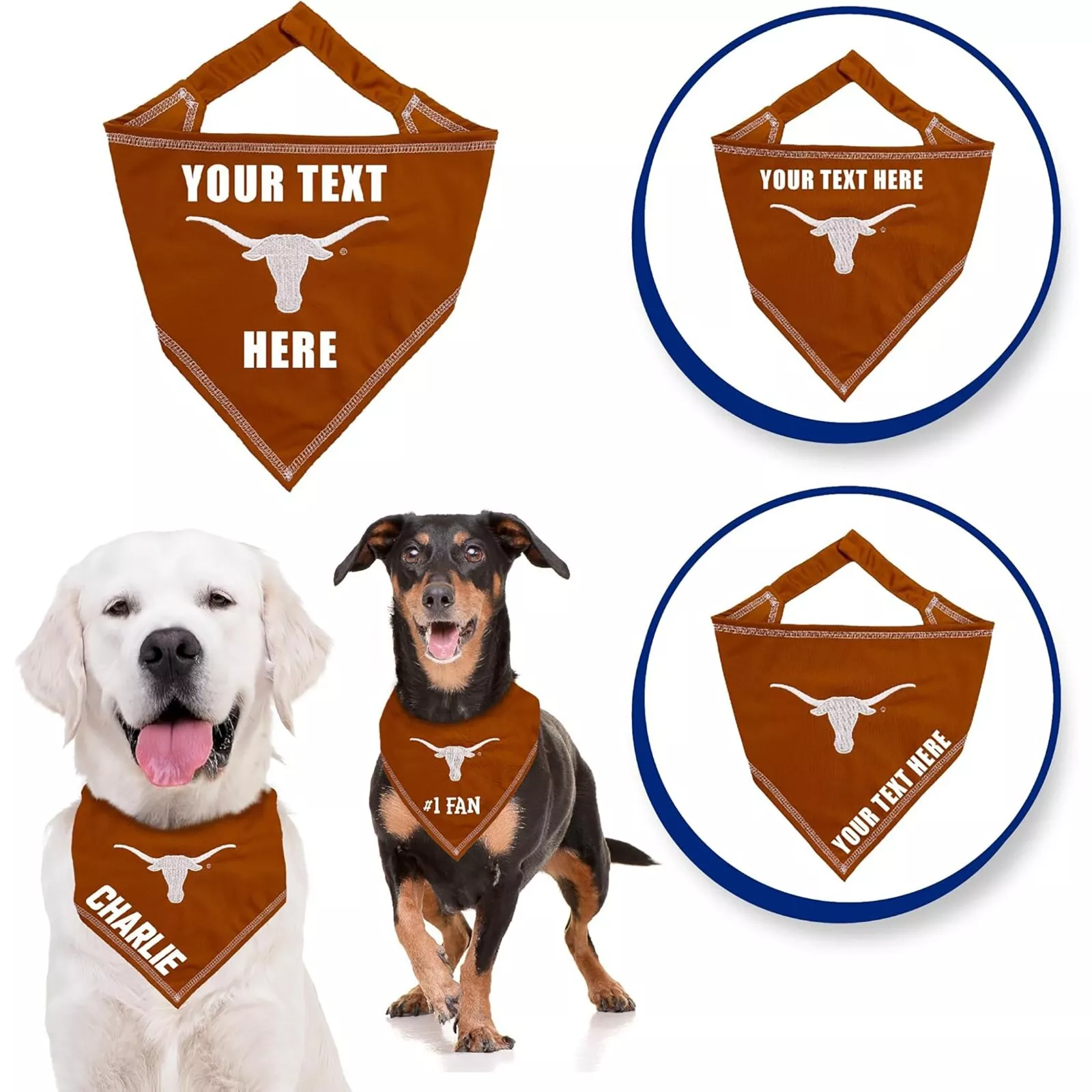 Pets First NCAA Personalized Tie Bandana for Dogs & Cats Sporty Dog Bandana