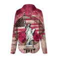 thumbnail image 5 of vigerkar Women's Cotton and Linen Independence Day American Flag Floral Print Shirt (Hot Pink, XL), 5 of 5