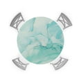 Tablecloth Round Fitted Marble Texture Gradient Aqua Elastic Edged