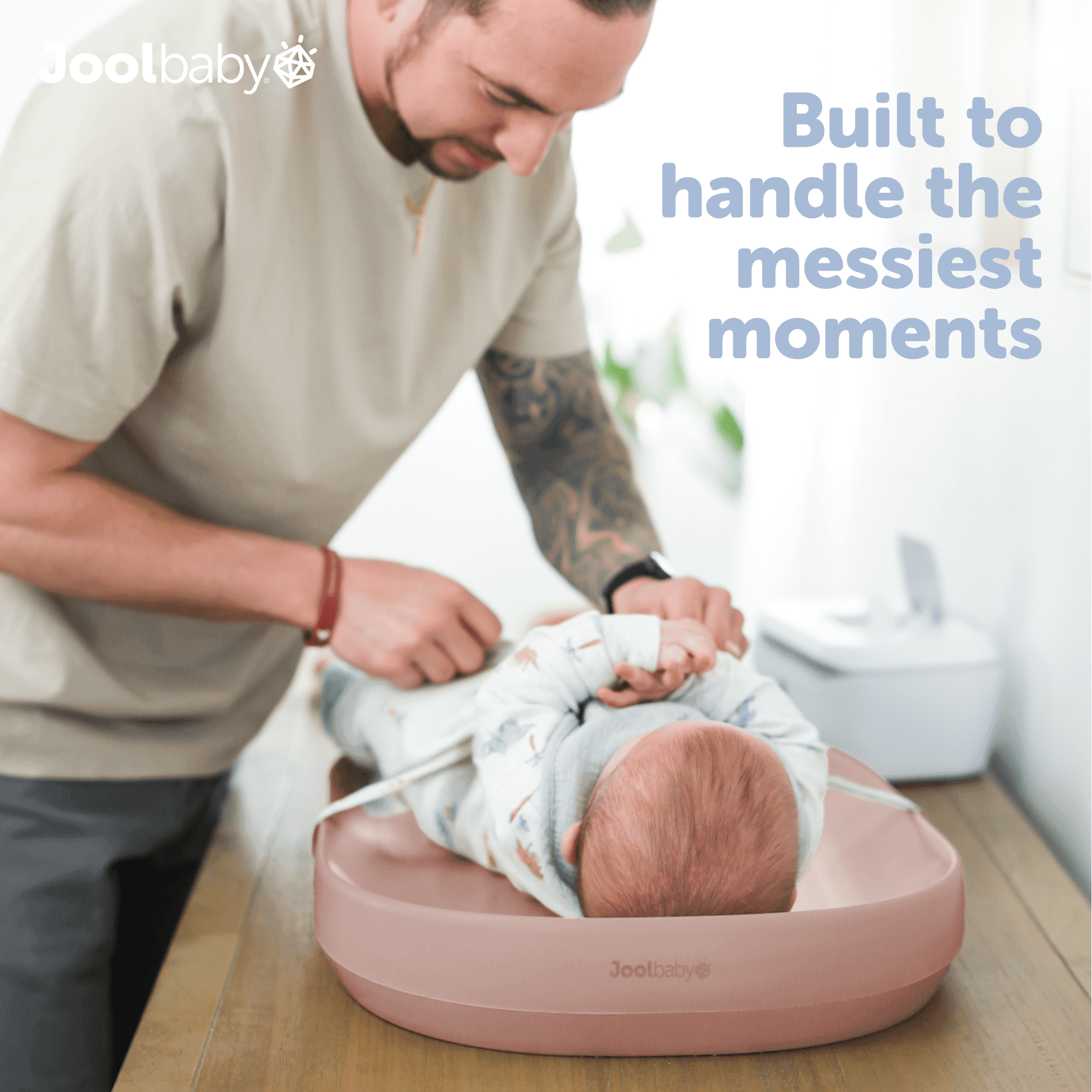 Jool Baby Waterproof Baby Changing Pad - Easy to Clean, Lightweight & Portable - Large Foam Cushion for Comfort (Rose)