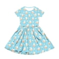 thumbnail image 3 of yuCgh Easter Dress for Girls, Floral Print Short Sleeve Summer Dress with Pocket, Casual Party Dress for Easter Day & Spring Season,Light Blue 120, 3 of 5