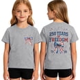 thumbnail image 2 of Angala Kids Tops Patriotic Print Crew Neck Short Sleeve Summer Fourth Of July Holiday Casual Loose Comfortable Girls Tees Size 9-10 Years Grey, 2 of 3