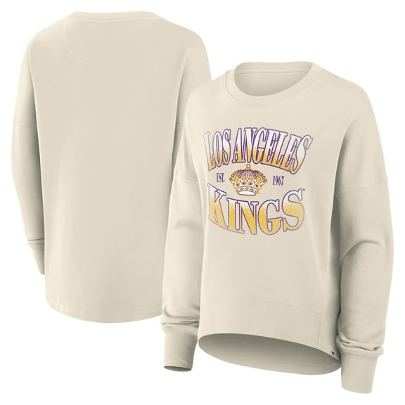 Women's Fanatics Cream Los Angeles Kings Oversized Vintage Slice Pullover Sweatshirt