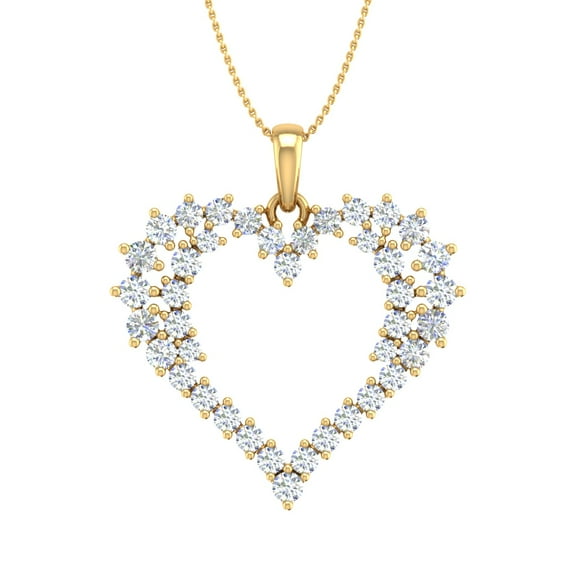 1 Carat Diamond Heart Pendant Necklace in 14K Yellow Gold (Silver Chain Included) (SI1-SI2 Clarity)
