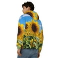 thumbnail image 4 of Wukai Sky Golden Sunflower Field B Print Men's Zip-Up Hoodie,Fleece Full-Zip Hoodie for Men, Hooded Sweatshirt-Small, 4 of 5