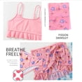 thumbnail image 4 of URMAGIC Child Big Girls 3PCS Butterfly Swimsuits Flounce Crop Bikini Set with Cover Up Beach Skirt, 4 of 8
