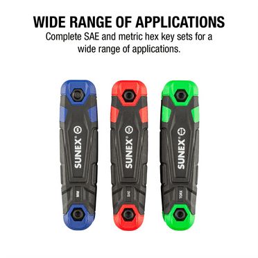 Sunex SAE/Metric/Torx 25pc Folding Hex Key Set, 1.5mm-8mm, 5/64"-1/4", T9-T40