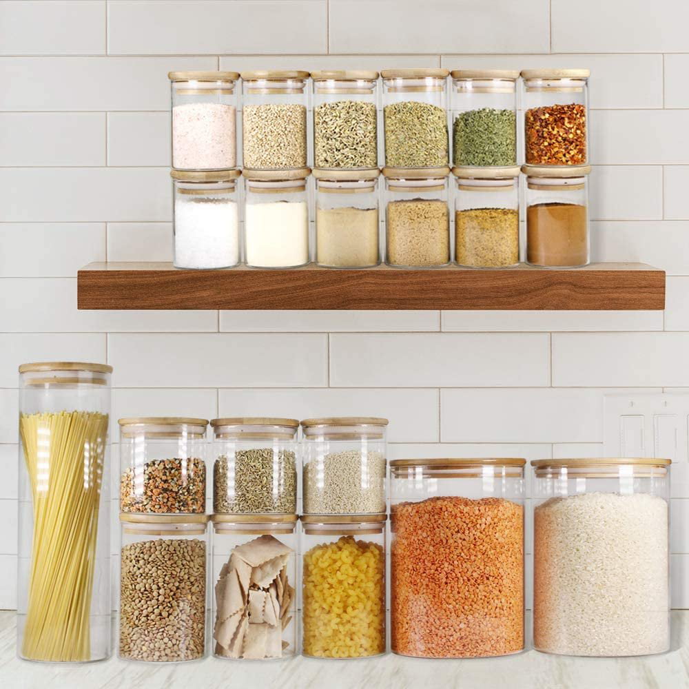 CLEARANCE Stunning eco glass jars with bamboo lids pantry goals food  storage kitchen spaghetti pasta rice spices organiser