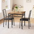 thumbnail image 3 of 3Pcs Kitchen Table Set, Dining Table and Chairs for 2, Metal and Wood Square Dining Room Table Set with 2 Upholstered Chairs, Dining Table Set for Small Spaces, Apartment, Rustic Brown, 3 of 7