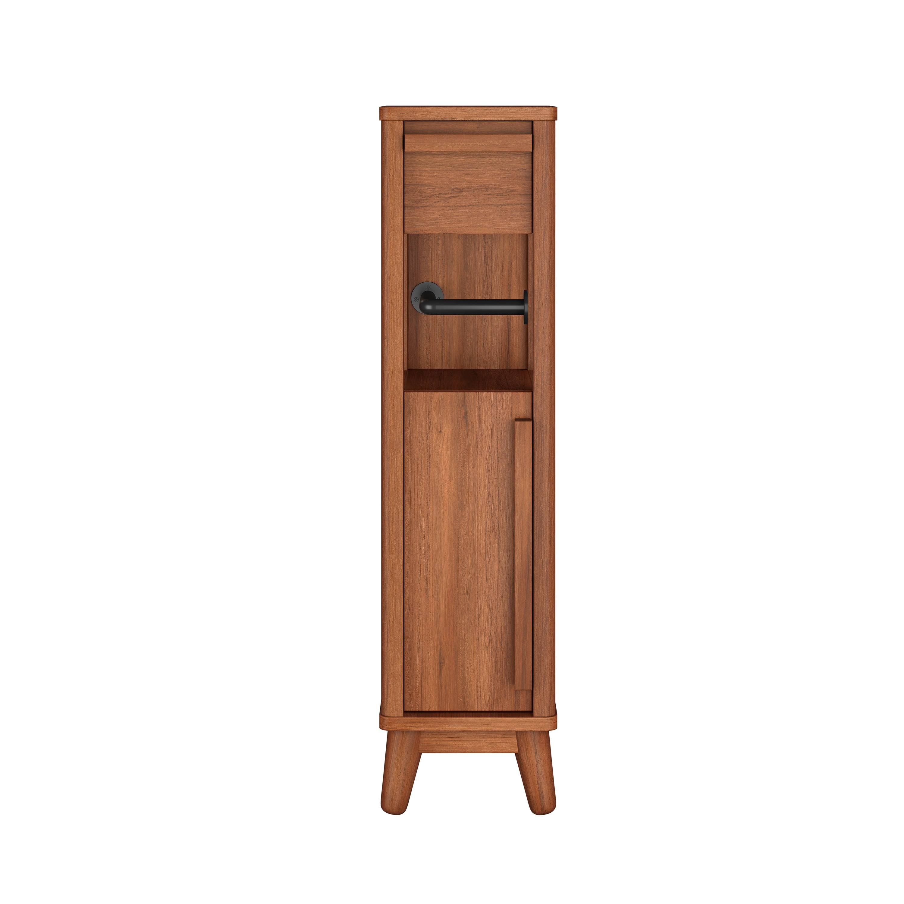 Better Homes & Gardens Greyson Slim Bathroom Storage Cabinet with Toilet Paper Holder, Walnut Finish