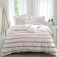 thumbnail image 2 of Red Striped Bedding 3 Piece Duvet Cover Set California King, Rustic Red Stripe Modern Art Beige Soft Microfiber Comforter Cover with Zipper Closure & Pillowcases, Wrinkle & FadeResistant Quilt Cover, 2 of 9