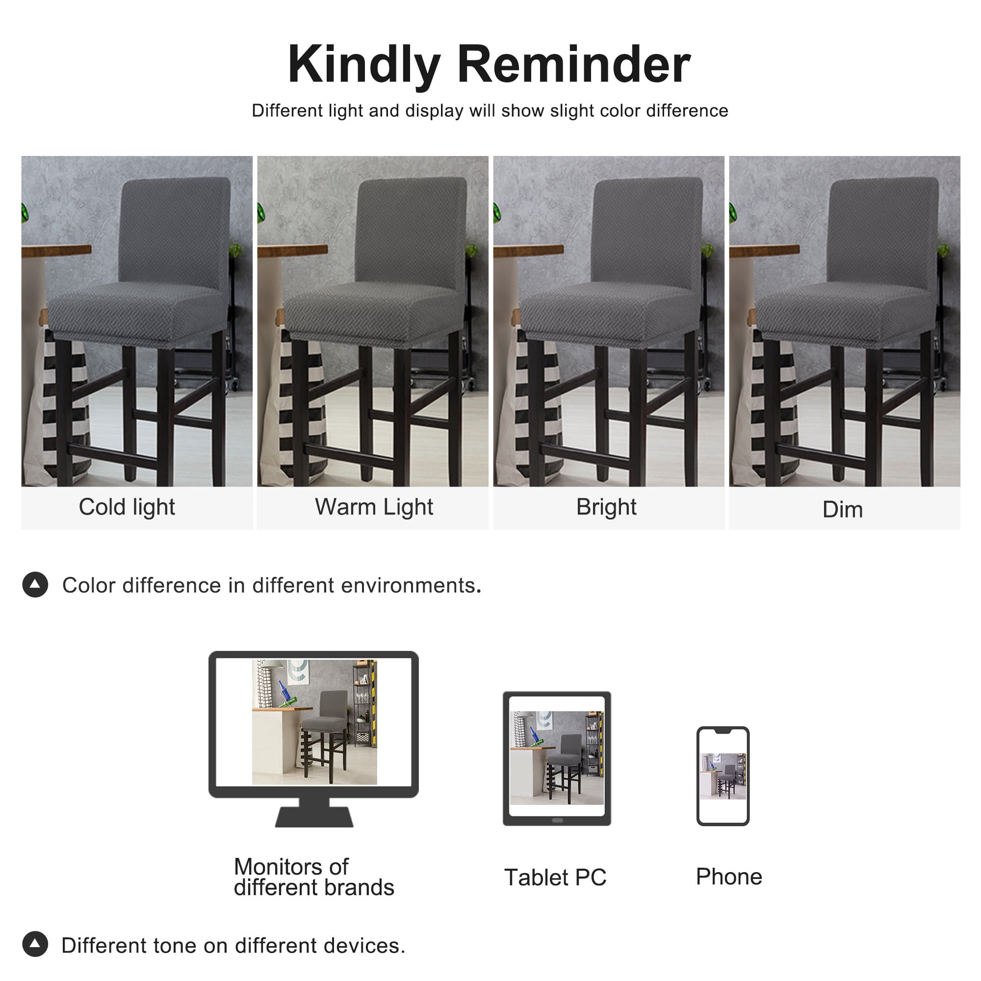 Unique Bargains Bar Stool Covers for Bar Counter Short Back Chair Slipcovers Grey 2 Pcs