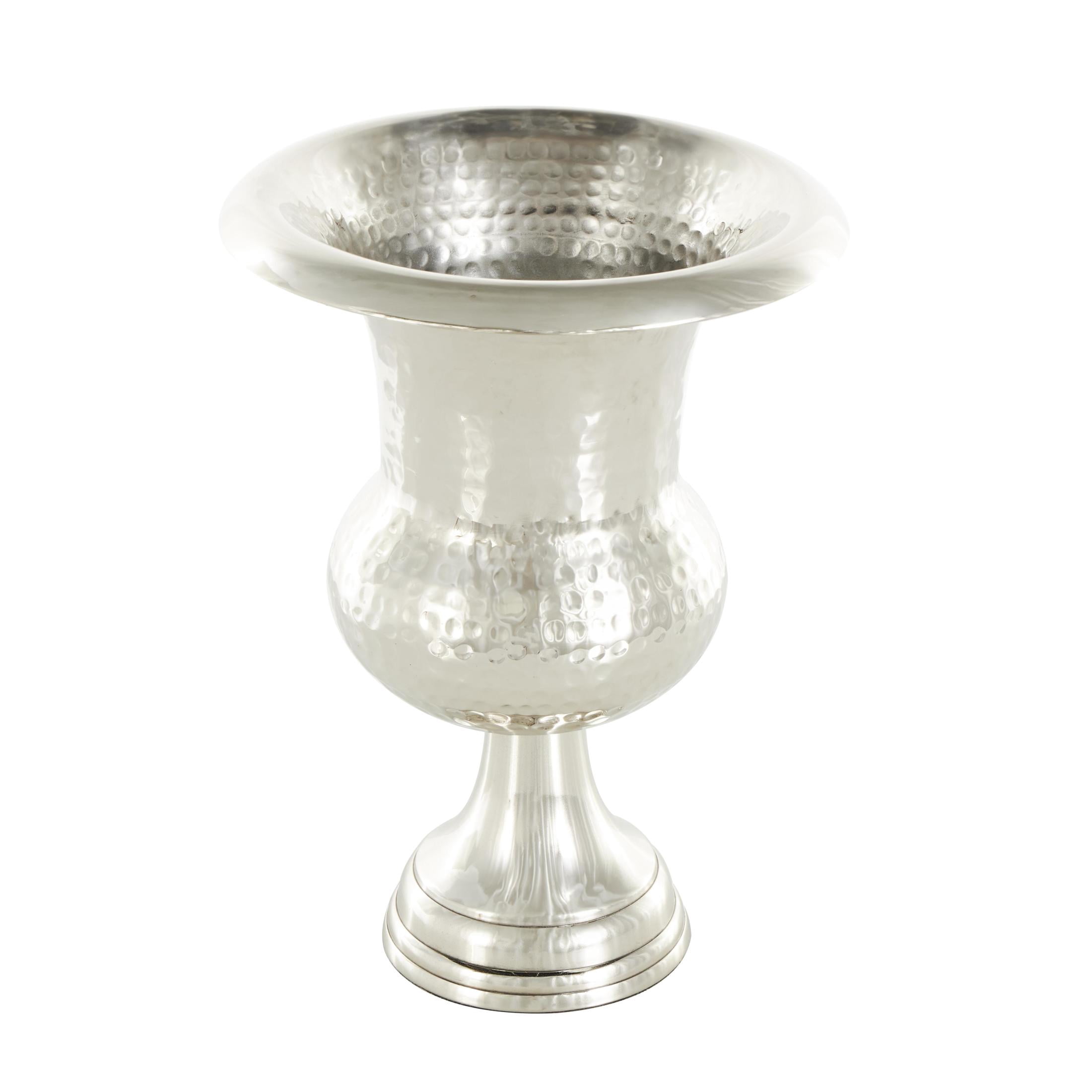 DecMode 13" Goblet Inspired Hammered Silver Aluminum Metal Vase