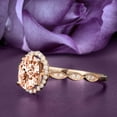 thumbnail image 2 of Art Deco 1.75 Carat Oval Cut Morganite And Diamond Moissanite Classic Engagement Ring, Halo Wedding Ring in 925 Sterling Silver With 18k Rose Gold Plating Gift For Her Gift For, Wife, Promise Ring, 2 of 3