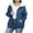Navy, variant on qucoqpe Women Plus Size Solid Color Fleece-Lined Hooded Sweatshirt Jackets Oversized Drop Shoulder Tops Warm Zip-Up Velvet Thickened Sweater Coats