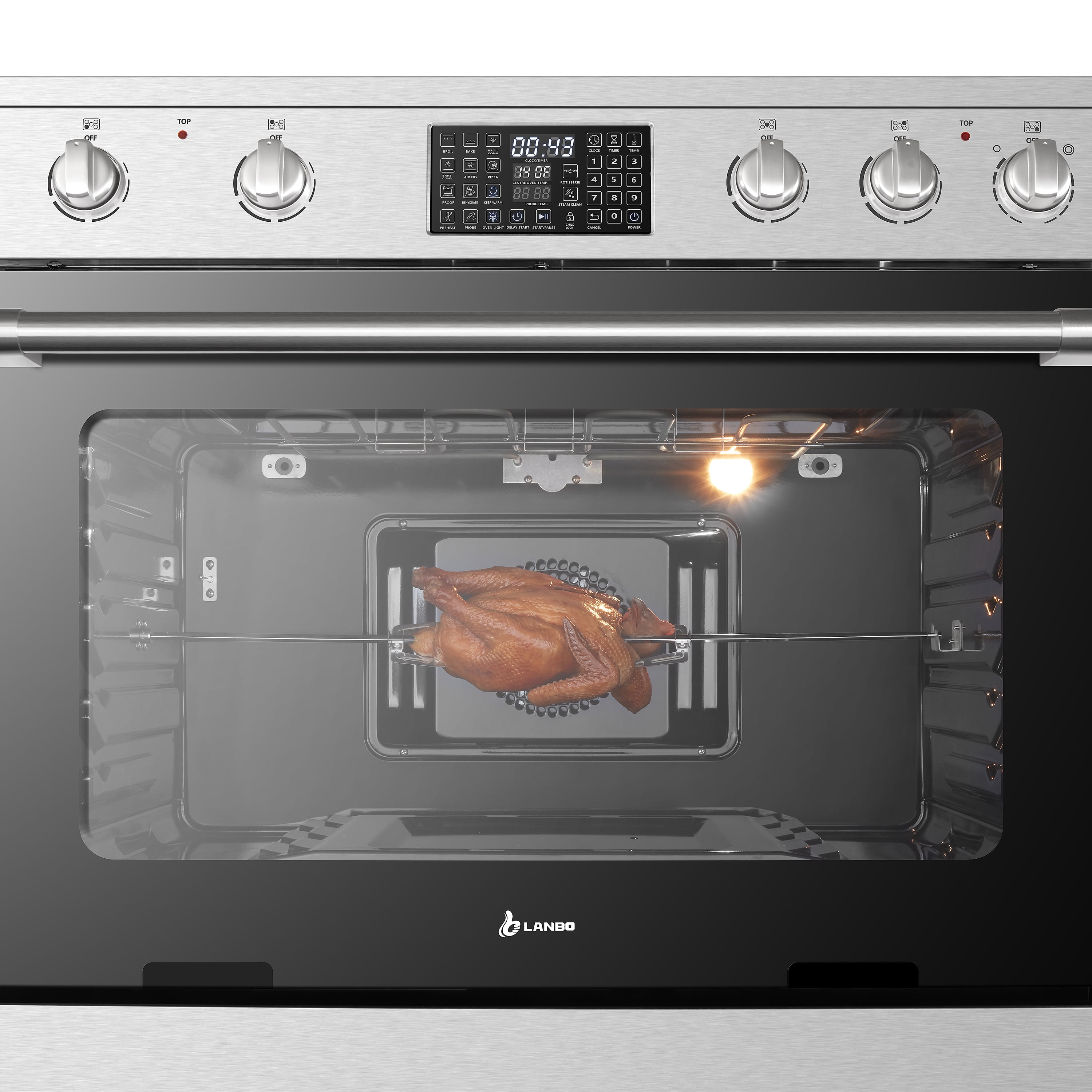 Lanbo 36 inch 5 Burners Air Fry Convection Oven Freestanding Electric Range with Rotisserie and Pizza