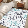 thumbnail image 4 of Area Rug for Living Room, Aqua Grey Botanical Non-Slip Indoor Large Carpet for Bedroom/Dining Room, Watercolor Spring Floral Summer Leaf Washable Low-Profile Rectangle Floor Runner Rugs - 4 x 6 Ft, 4 of 8