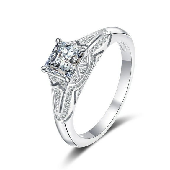2 Carat Moissanite Ring for Women D Color VVS1 925 Sterling Silver Princess Cut Moissanite Wedding Rings Lab Created Diamond Engagement Ring Promise Ring with Certificate