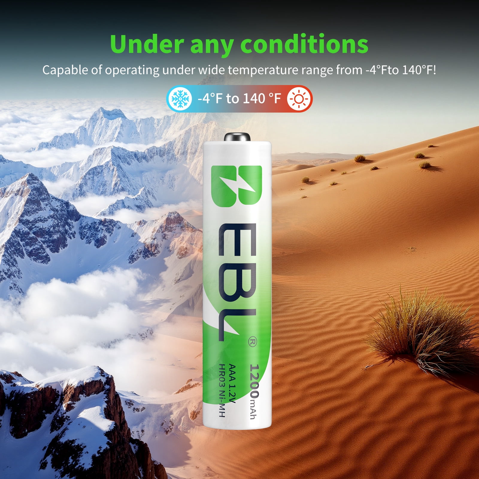 EBL 1200mAh AAA Rechargeable Batteries 1.2V Ni-MH High-Capacity Batteries 8 Pack