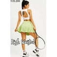 thumbnail image 5 of TZLDN Women's High Waisted Tennis Golf Sports Skirts with Pockets Inner Shorts Crossover Lightweight For Athletic Workout Mini Skirts Green,L, 5 of 7