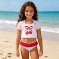 thumbnail image 4 of Shadoumai Girls Tankini Swimsuits Size 12 Ruched Side Bikini Set Tie-Straps Tankini with Shorts 2 Pieces Ribbed Bathing Suit for Girls, 4 of 9