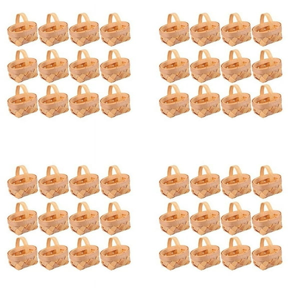 48Pcs Wood Chip Mini Baskets Manual Woven Baskets Ornaments Candy Storage Box