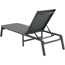 KFFKFF Outdoor Chaise Lounge Chair, Aluminum Recliner with 5 Adjustable Positions, Foldable Poolside Lounge Chair for Patio, Beach, and Pool, Dark Grey